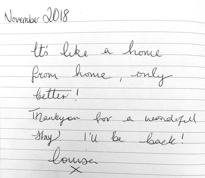 Sorgente Cornish Holiday Cottage guestbook 2018