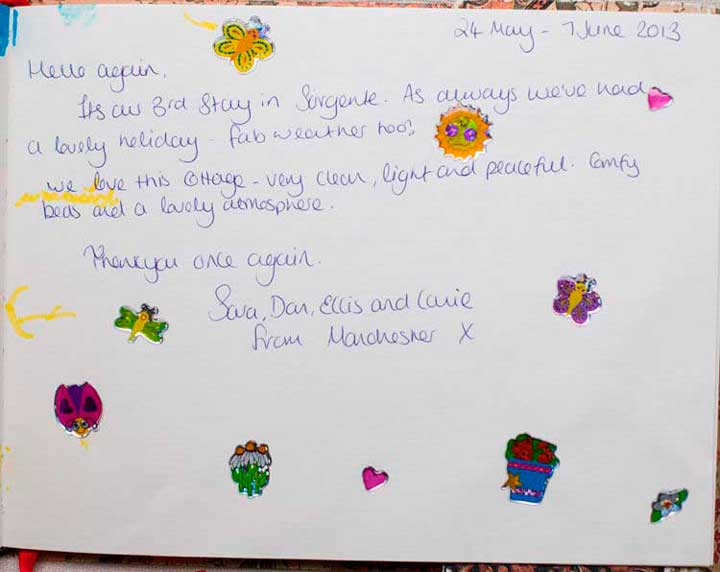 Sorgente Cornish Holiday Cottage guestbook 2013