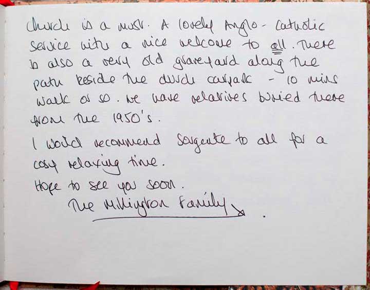 Sorgente Cornish Holiday Cottage guestbook 2014